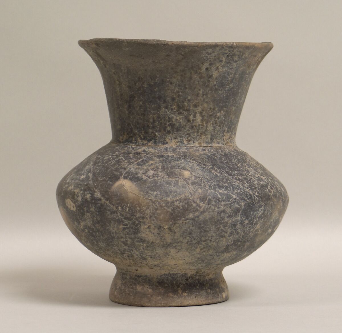 Footed Vessel, Earthenware with incised decoration, Thailand