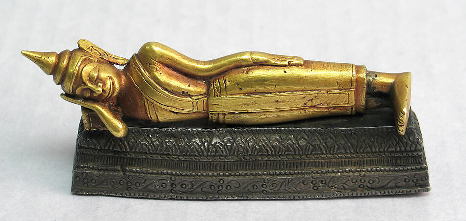 The Parinirvana of the Buddha, Gold, lacquer and silver, Thailand 