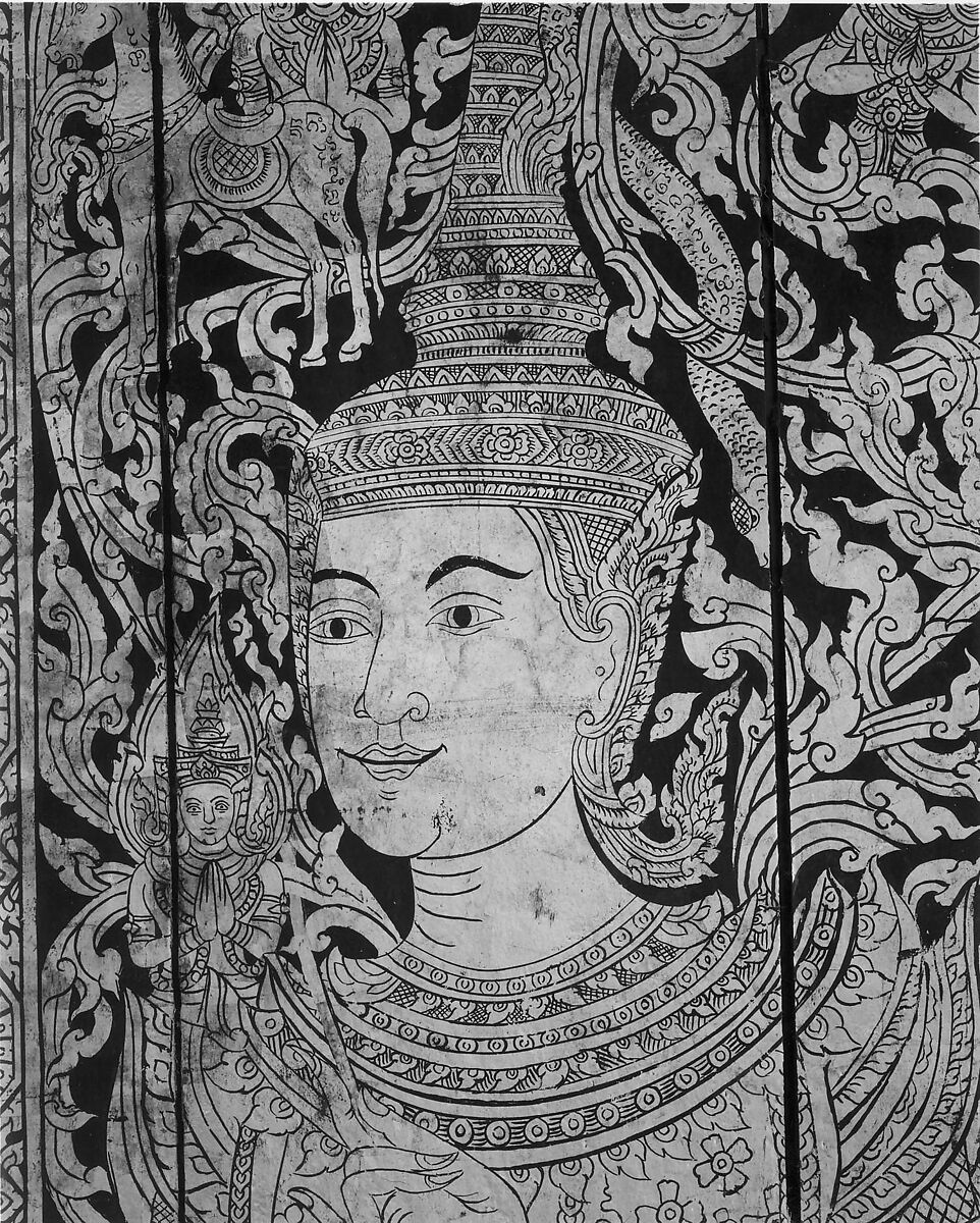 Door (one of a pair), Wood with gilt and paint, Thailand
