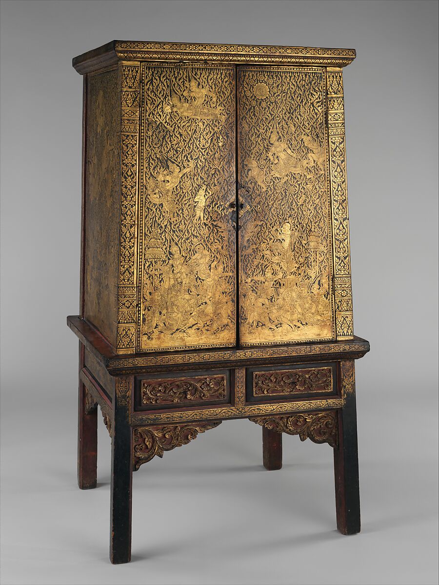 Manuscript Storage Cabinet, Wood with gold and lacquer, Thailand (Bangkok) 