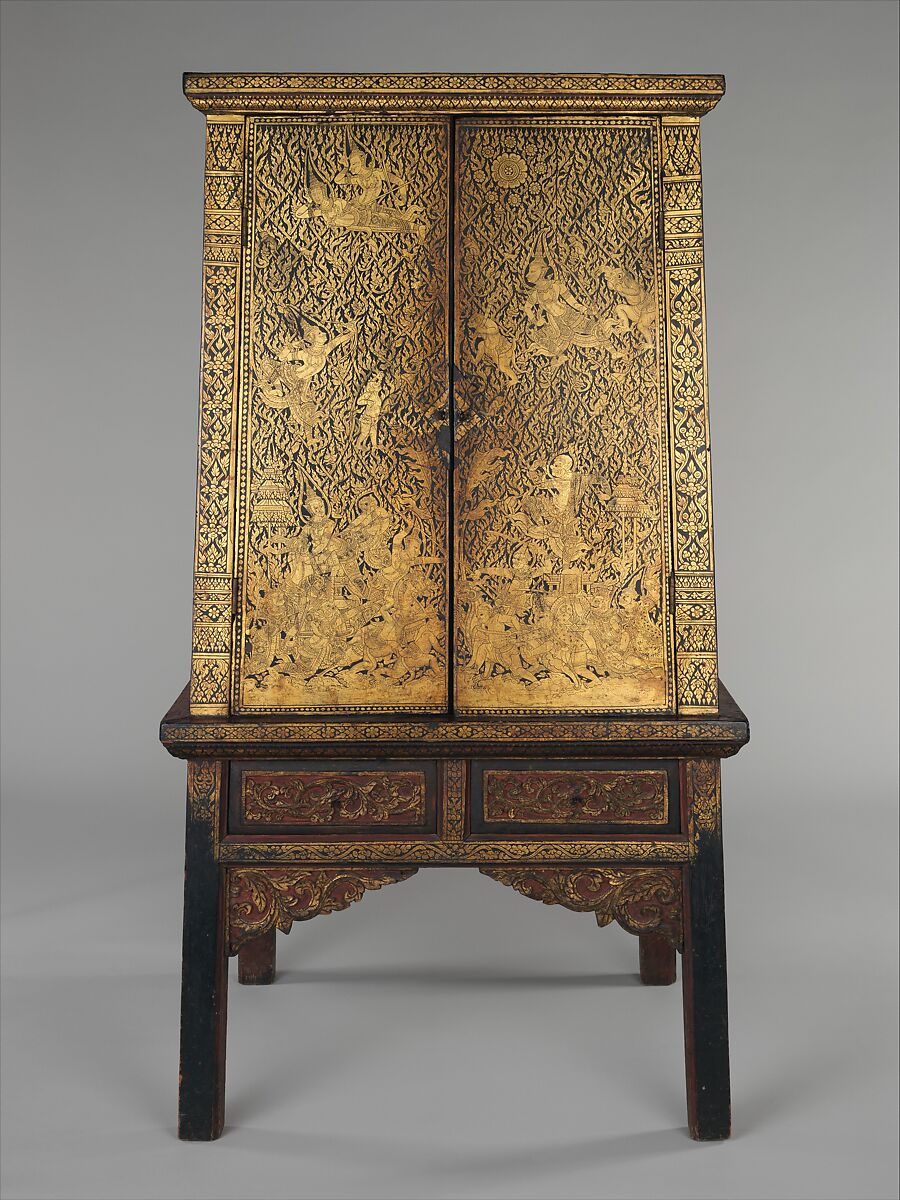 Manuscript Storage Cabinet, Wood with gold and lacquer, Thailand (Bangkok)