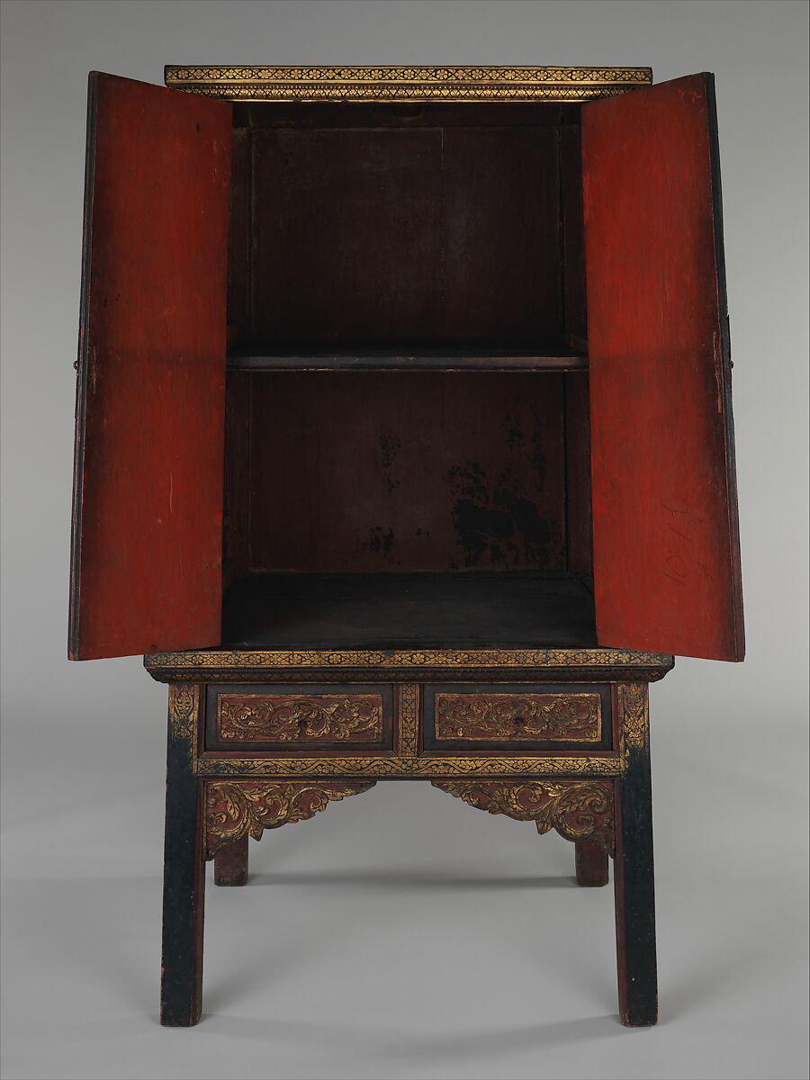 Manuscript Storage Cabinet, Wood with gold and lacquer, Thailand (Bangkok)