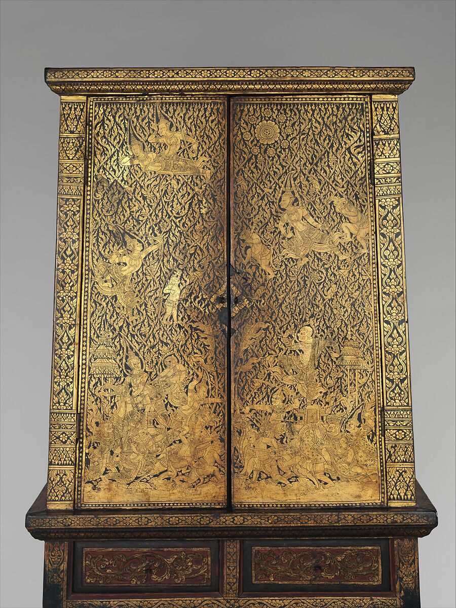 Manuscript Storage Cabinet, Wood with gold and lacquer, Thailand (Bangkok)