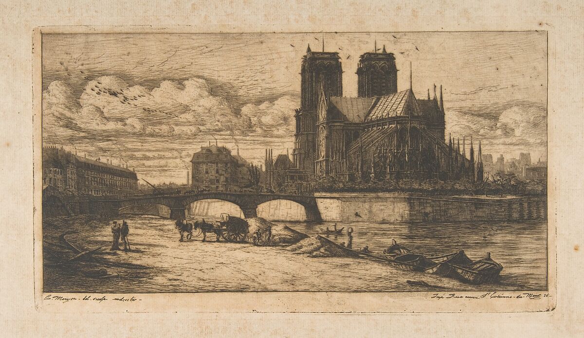 The Apse of Notre-Dame, Paris, Charles Meryon (French, 1821–1868), Etching with engraving and drypoint on laid paper; fourth state of nine 