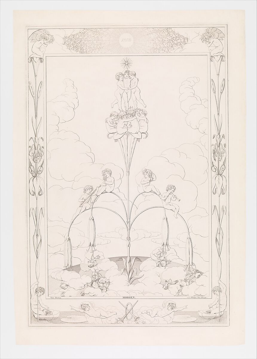 Morning, from the series The Times of the Day, After Philipp Otto Runge (German, Wolgast 1777–1810 Hamburg), Engraving, second state of two 