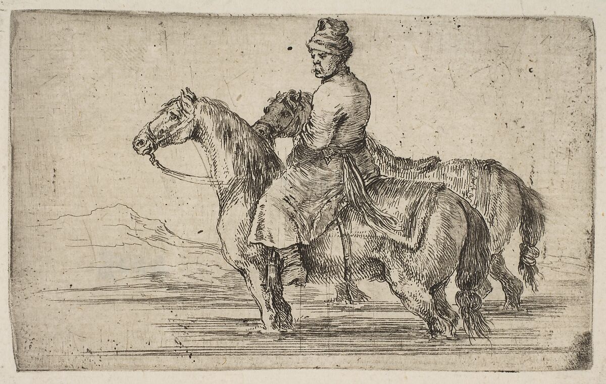 A Polish Groom Bathing Horses, Stefano della Bella (Italian, Florence 1610–1664 Florence), Etching 