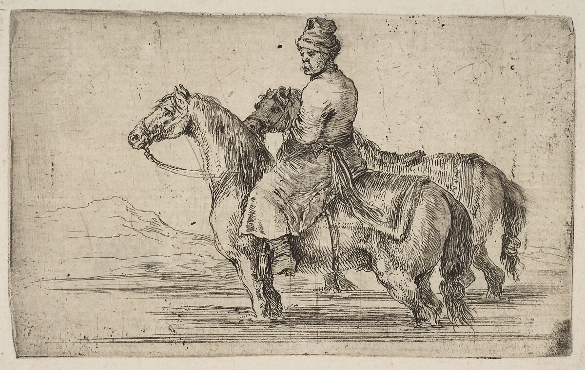 A Polish Groom Bathing Horses, Stefano della Bella (Italian, Florence 1610–1664 Florence), Etching 