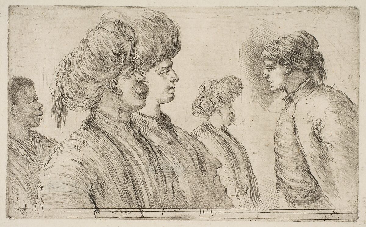 Four Turks and a Black Man, Stefano della Bella (Italian, Florence 1610–1664 Florence), Etching