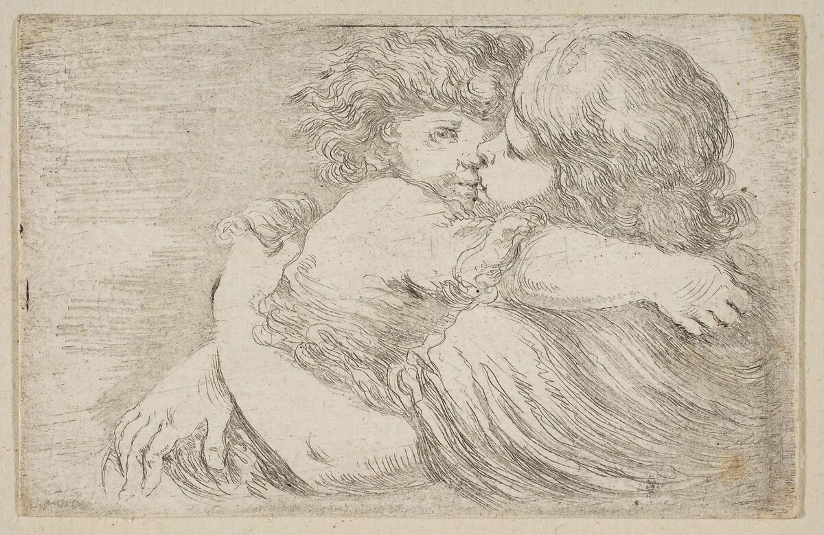 Two Children Embrace, Etched by Stefano della Bella (Italian, Florence 1610–1664 Florence), Etching 
