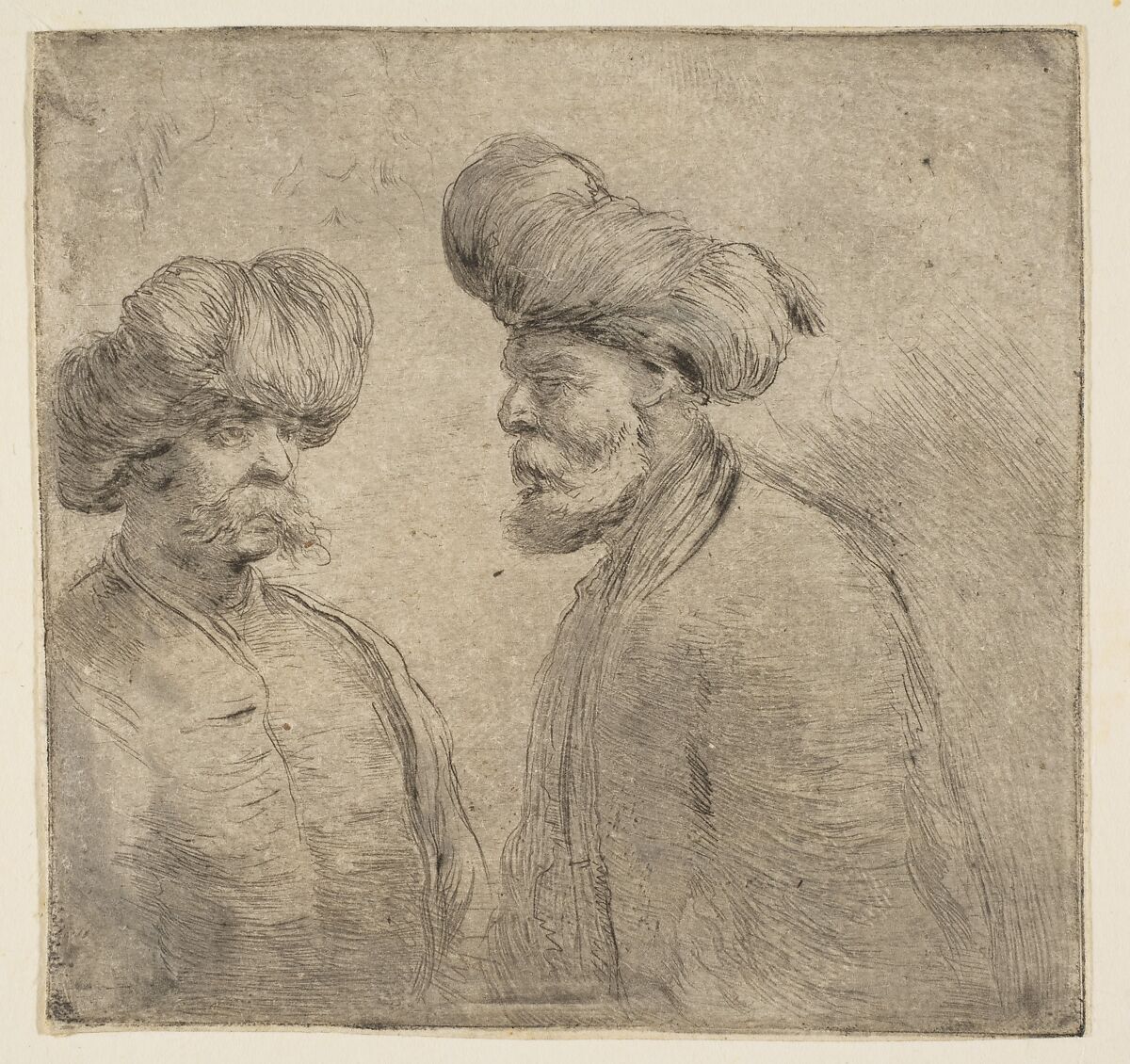Two Turks in Turbans, Etched by Stefano della Bella (Italian, Florence 1610–1664 Florence), Etching 