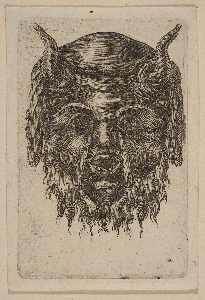 Mask, Attributed to Stefano della Bella (Italian, Florence 1610–1664 Florence), Etching 