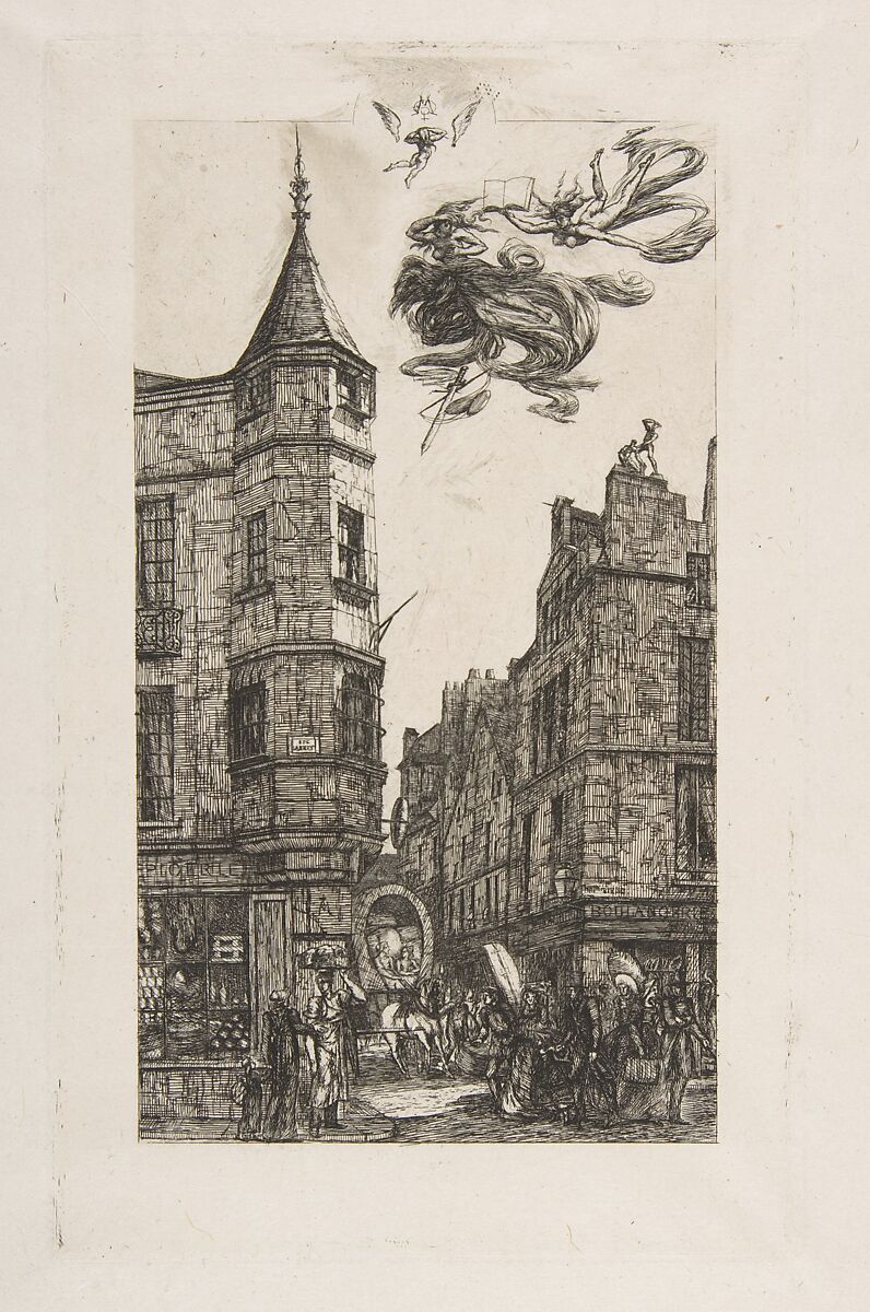 Tourelle Rue de l'Ecole de Médecine, 22 (House with a Turret, No 22, rue de l'Ecole de Médecine, Paris) (called the Turret of Marat), Charles Meryon (French, 1821–1868), Etching with drypoint 
