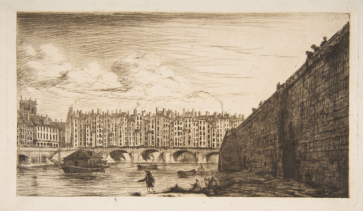 Le Pont-au-Change, vers 1784 (Pont-au-Change, Paris, circa 1784, after Nicolle), Charles Meryon (French, 1821–1868), Etching on laid paper 