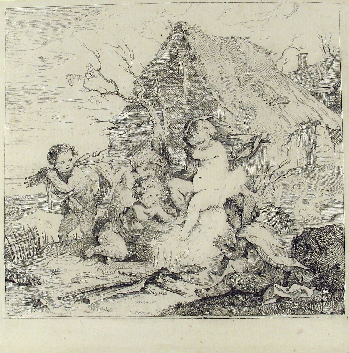 L'Hiver from the Four Seasons, Charles Joseph Natoire (French, Nîmes 1700–1777 Castel Gandolfo), Etching