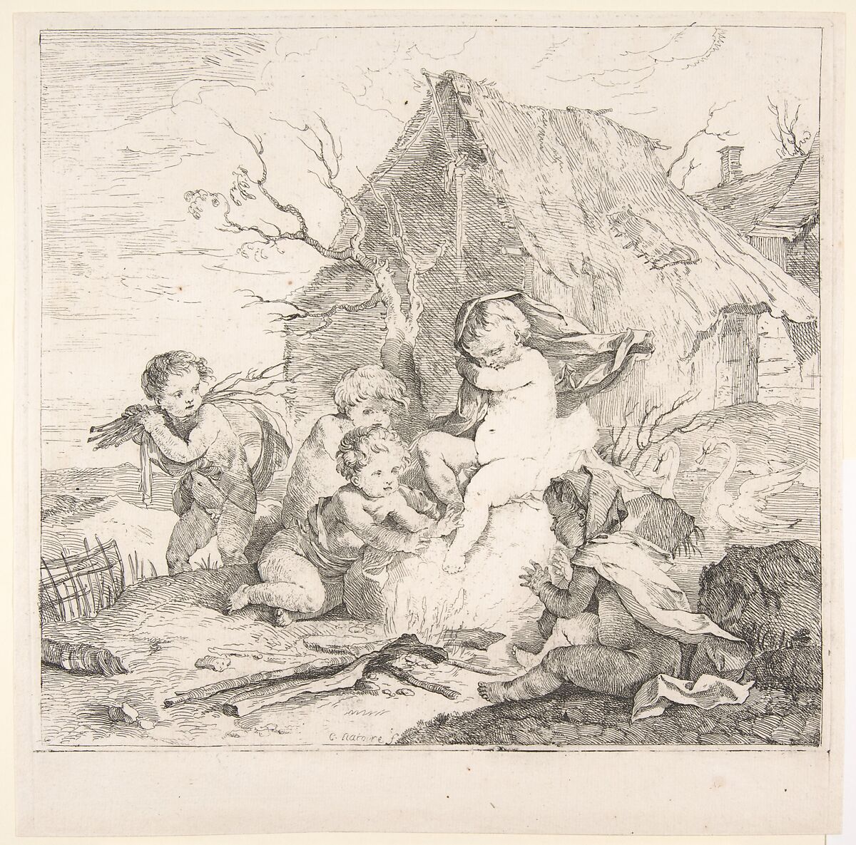 L'Hiver from the Four Seasons, Charles Joseph Natoire (French, Nîmes 1700–1777 Castel Gandolfo), Etching 