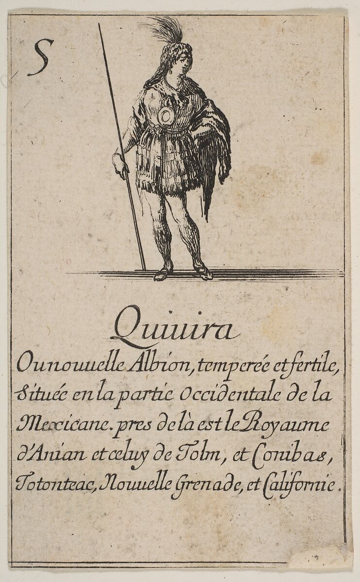 Quivira, from the playing cards "Jeu de la Géographie", Stefano della Bella (Italian, Florence 1610–1664 Florence), Etching; third state of four 