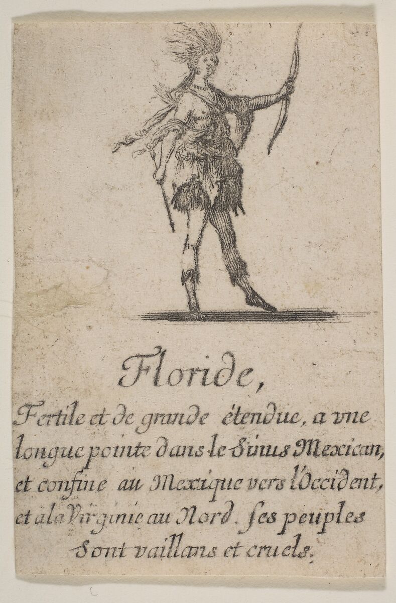 Floride, from the playing cards "Jeu de la Géographie", Stefano della Bella (Italian, Florence 1610–1664 Florence), Etching 
