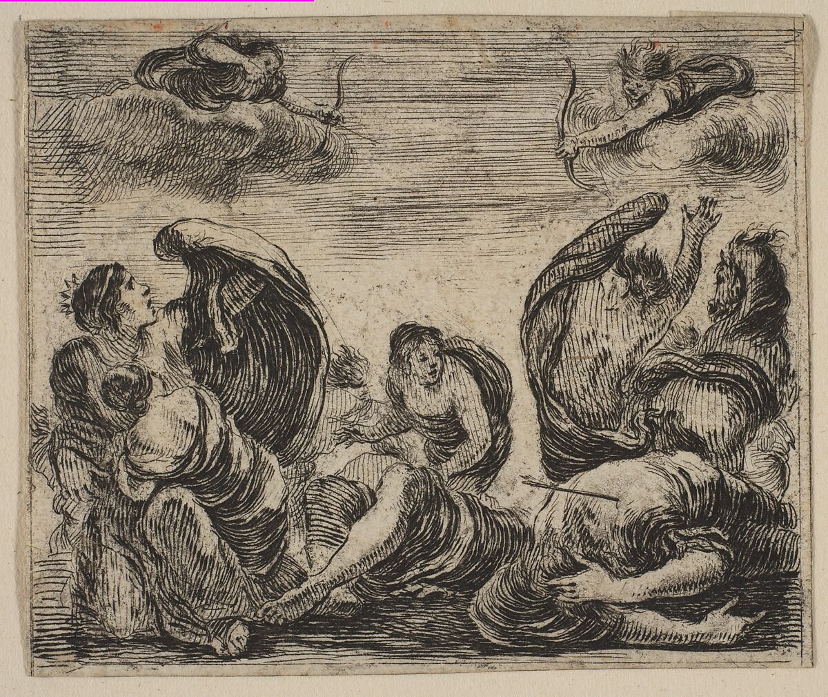 Niobe, from 'Game of Mythology' (Jeu de la Mythologie), Etched by Stefano della Bella (Italian, Florence 1610–1664 Florence), Etching; first state of five 