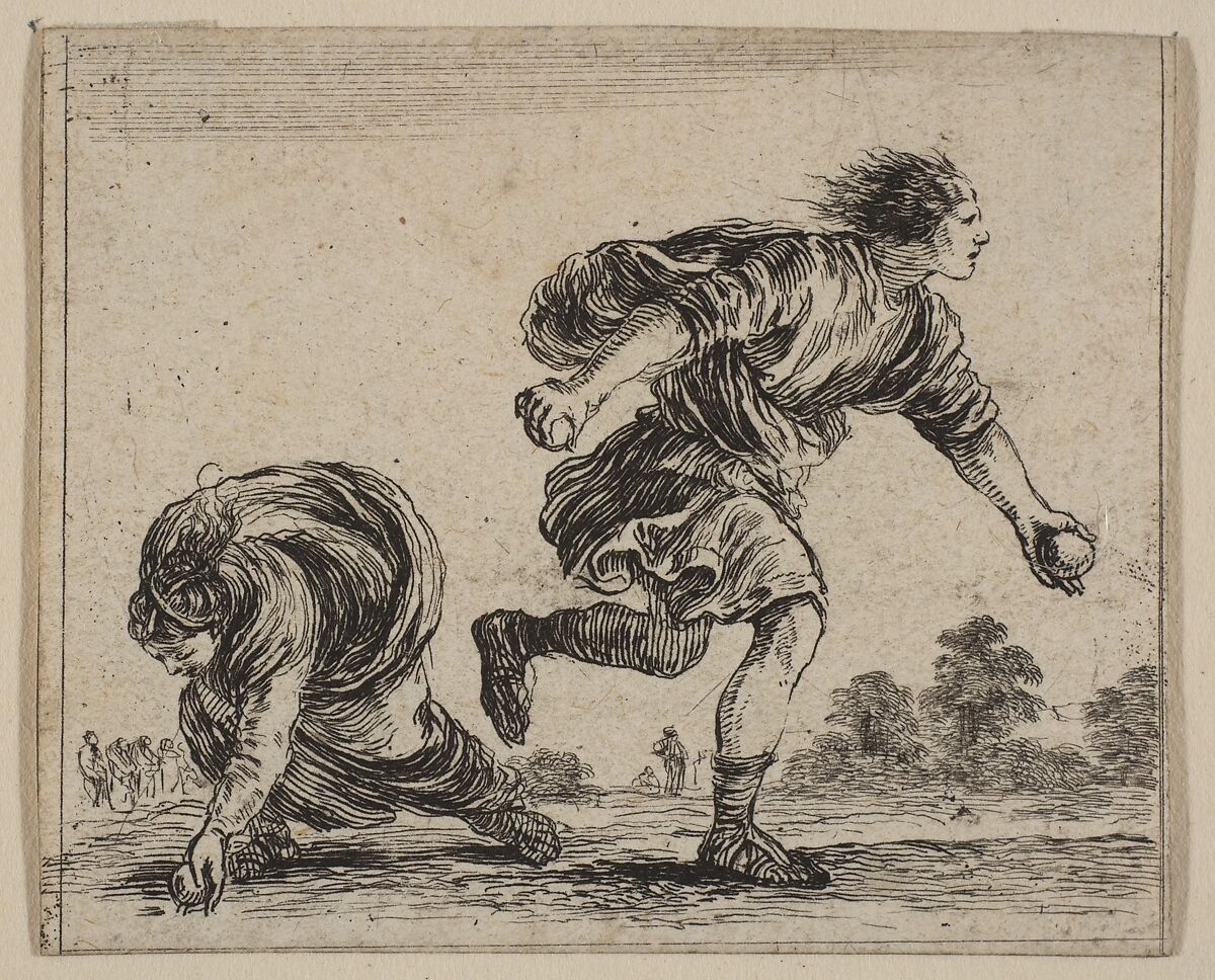 Hippomenes and Atalanta, from 'Game of Mythology' (Jeu de la Mythologie), Etched by Stefano della Bella (Italian, Florence 1610–1664 Florence), Etching; first state of five 