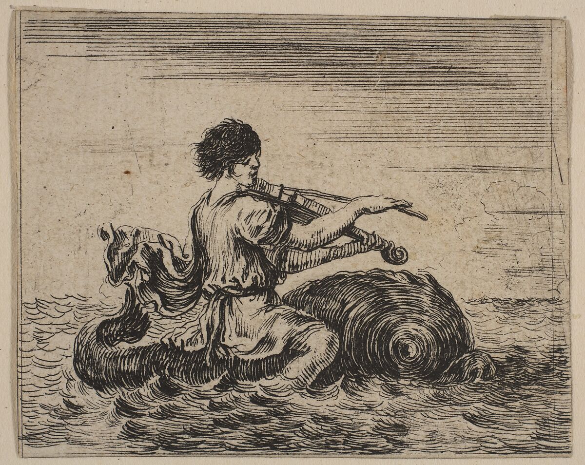 Arion, from 'Game of Mythology' (Jeu de la Mythologie), Etched by Stefano della Bella (Italian, Florence 1610–1664 Florence), Etching; first state of five 