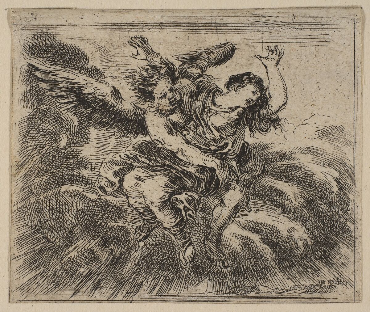 Boreas and Oreithyia, from 'Game of Mythology' (Jeu de la Mythologie), Etched by Stefano della Bella (Italian, Florence 1610–1664 Florence), Etching; first state of five 