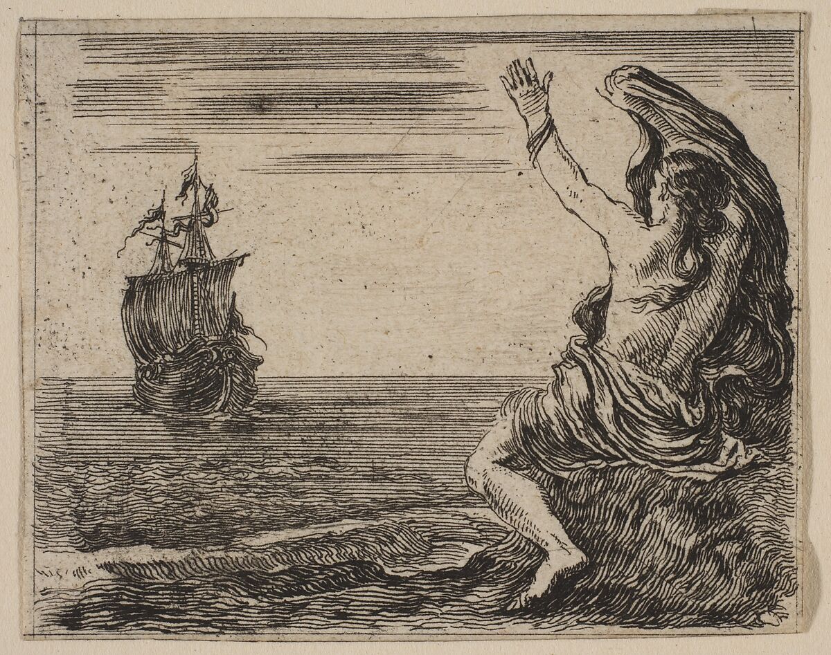 Theseus and Ariadne, from 'Game of Mythology' (Jeu de la Mythologie), Etched by Stefano della Bella (Italian, Florence 1610–1664 Florence), Etching; first state of five 