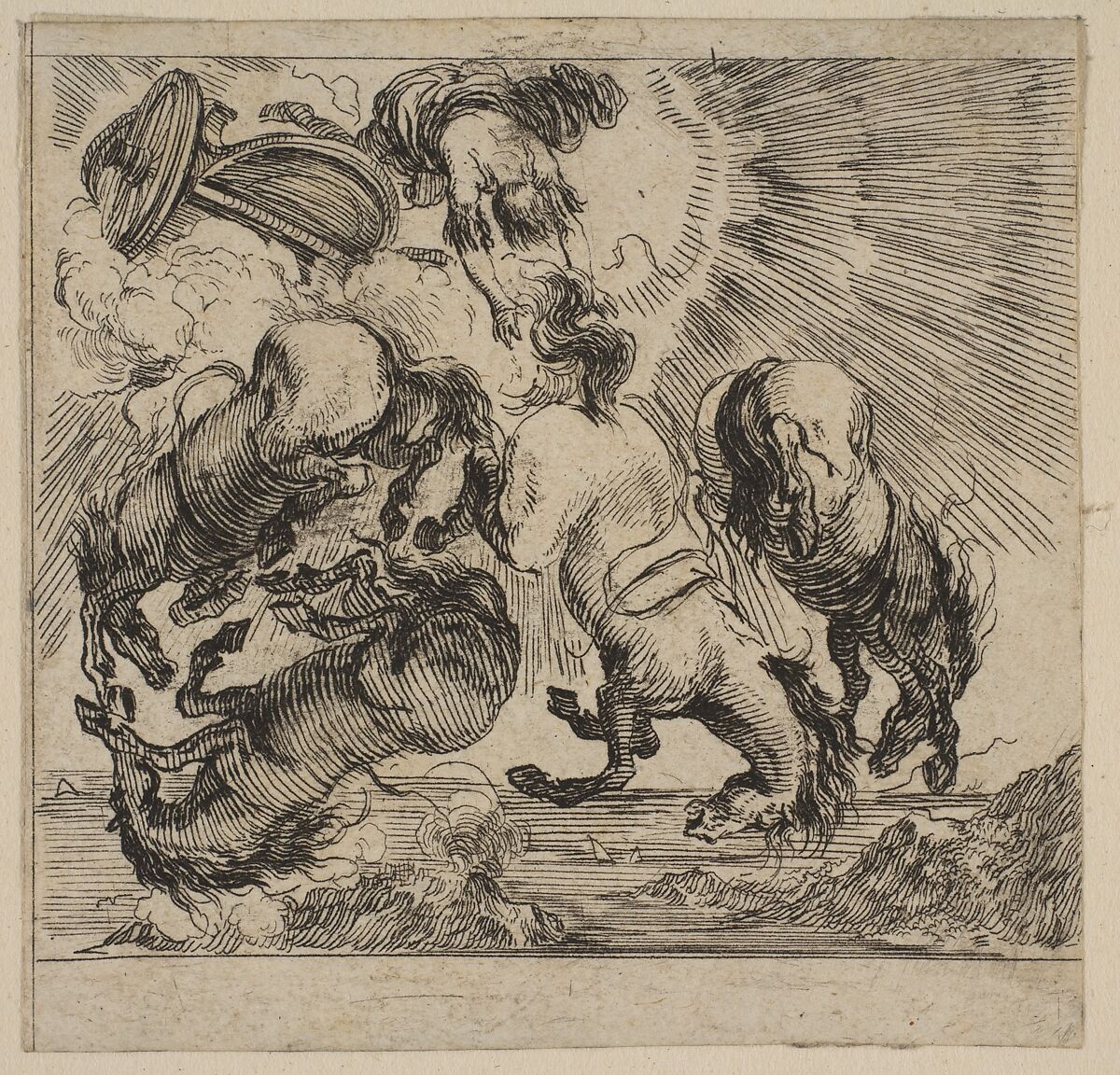 Phaeton, from 'Game of Mythology' (Jeu de la Mythologie), Etched by Stefano della Bella (Italian, Florence 1610–1664 Florence), Etching; first state of five 