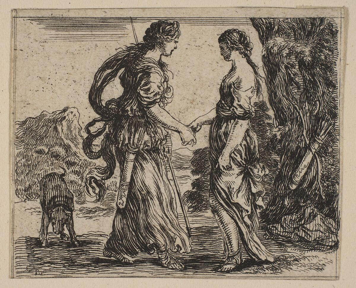 Jupiter and Callisto, from 'Game of Mythology' (Jeu de la Mythologie), Etched by Stefano della Bella (Italian, Florence 1610–1664 Florence), Etching; first state of five 