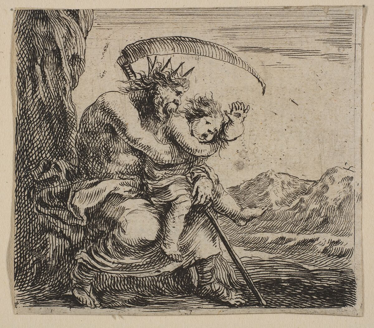 Saturn, from 'Game of Mythology' (Jeu de la Mythologie), Etched by Stefano della Bella (Italian, Florence 1610–1664 Florence), Etching; first state of five 