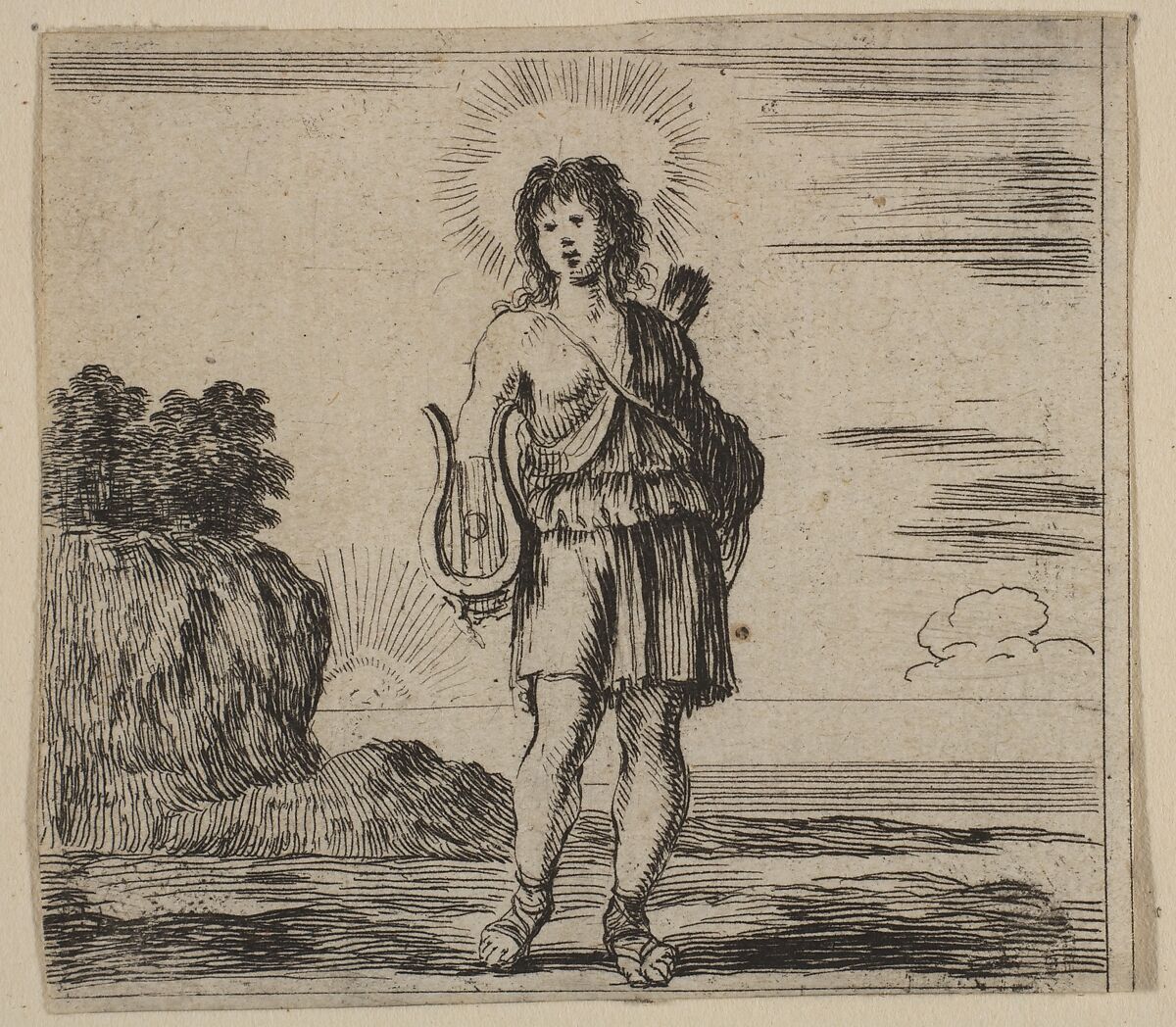 Apollo, from 'Game of Mythology' (Jeu de la Mythologie), Etched by Stefano della Bella (Italian, Florence 1610–1664 Florence), Etching; first state of five 