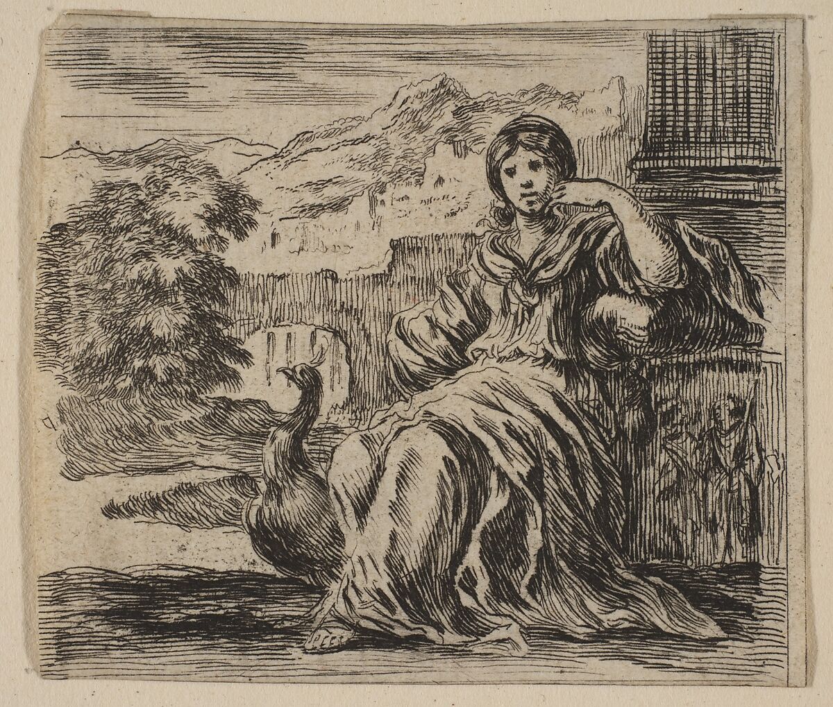 Juno, from 'Game of Mythology' (Jeu de la Mythologie), Etched by Stefano della Bella (Italian, Florence 1610–1664 Florence), Etching; first state of five 