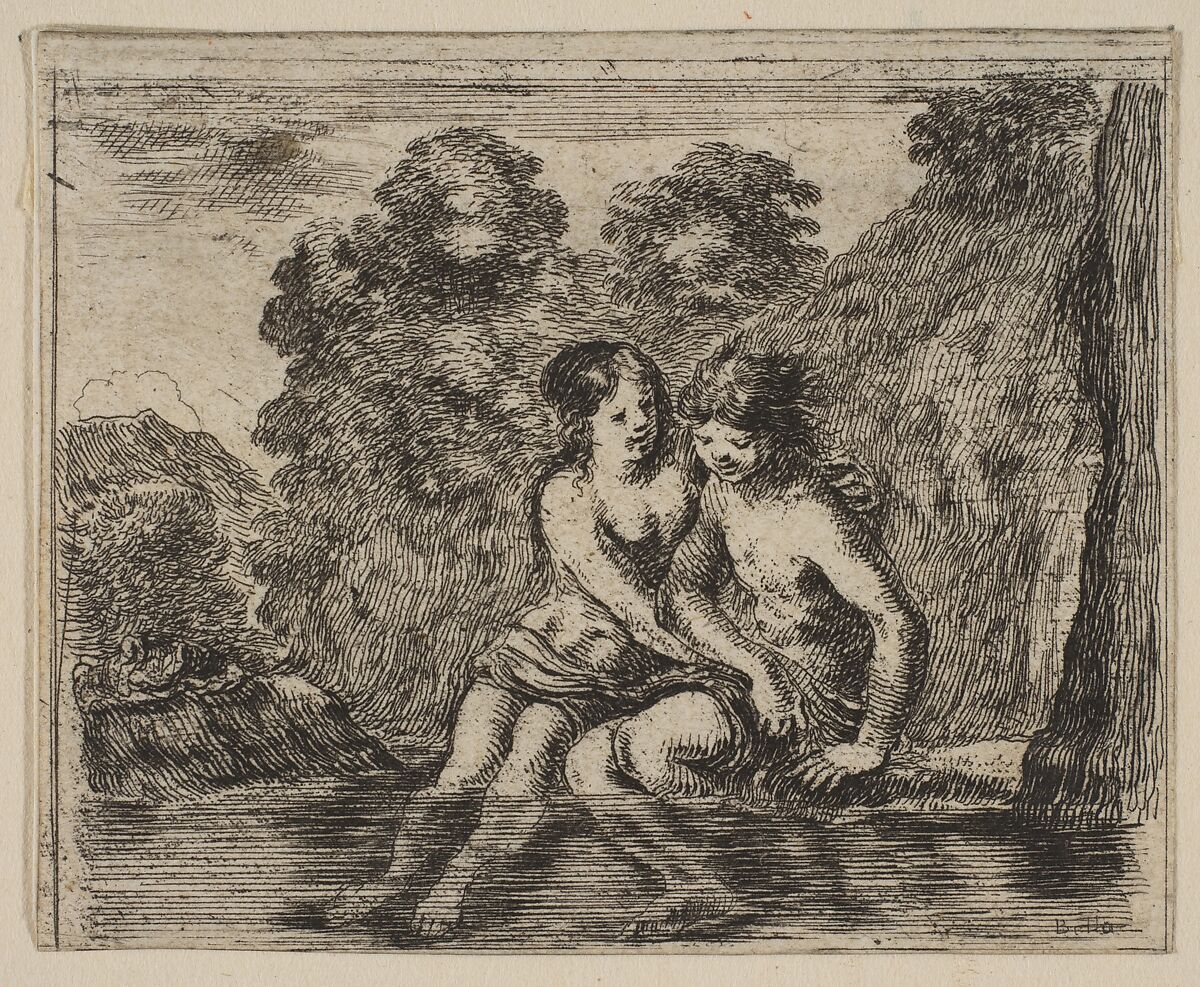 Salmacis and Hermaphrodite, from 'Game of Mythology' (Jeu de la Mythologie), Etched by Stefano della Bella (Italian, Florence 1610–1664 Florence), Etching; first state of five 
