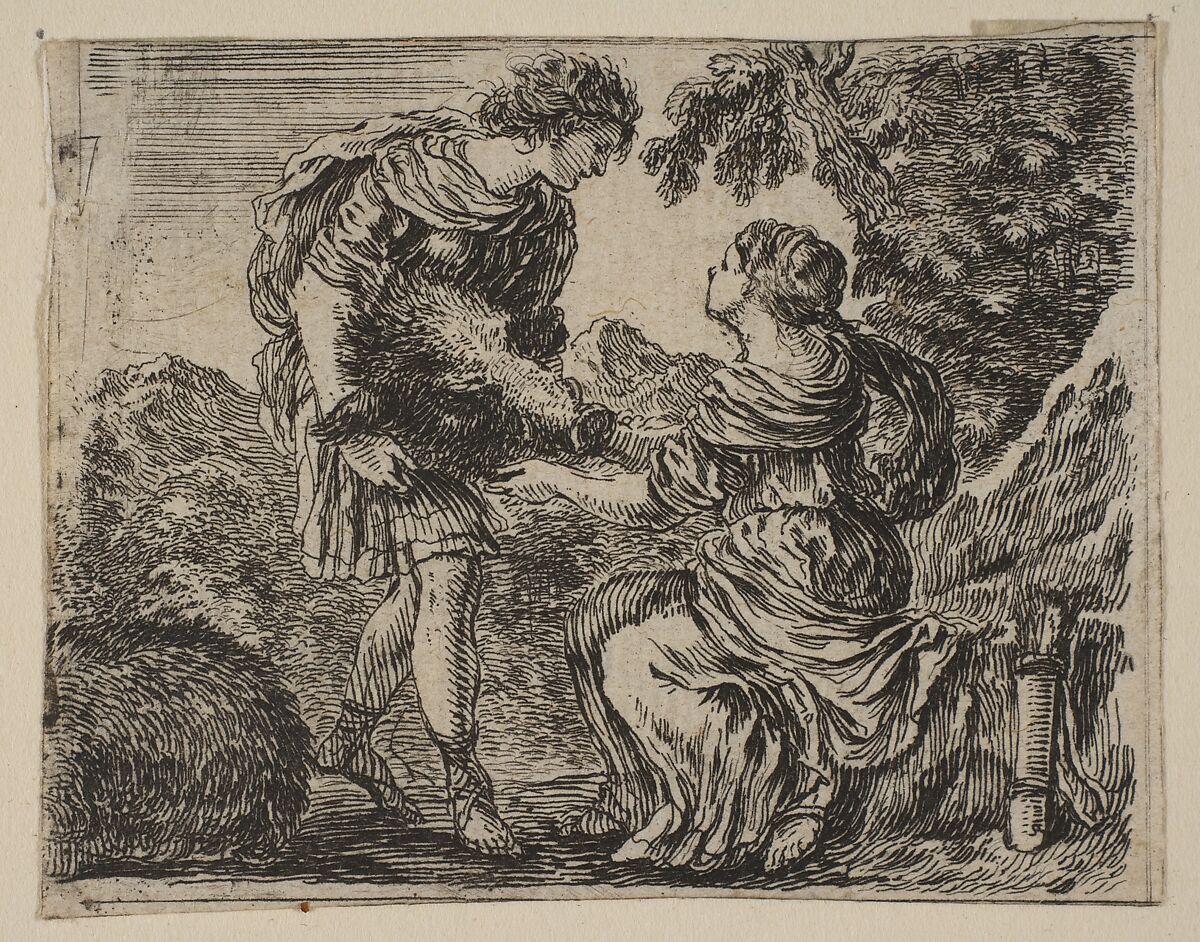 Meleager and Atalanta, from 'Game of Mythology' (Jeu de la Mythologie), Etched by Stefano della Bella (Italian, Florence 1610–1664 Florence), Etching; first state of five 