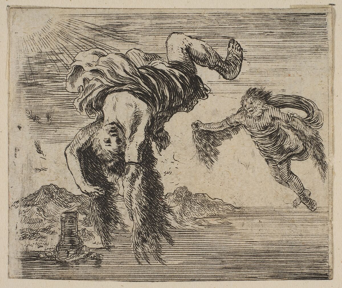 Daedalus and Icarus, from 'Game of Mythology' (Jeu de la Mythologie), Etched by Stefano della Bella (Italian, Florence 1610–1664 Florence), Etching; first state of five 