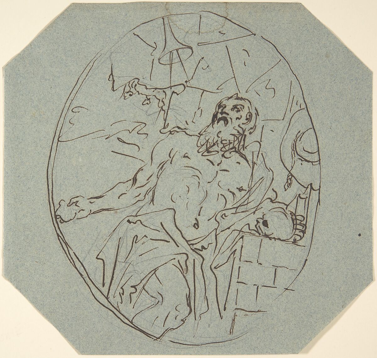 Saint Augustus, Georg Anton Urlaub (German, Thüngersheim 1713–1759 Würzburg), Pen and brown ink 