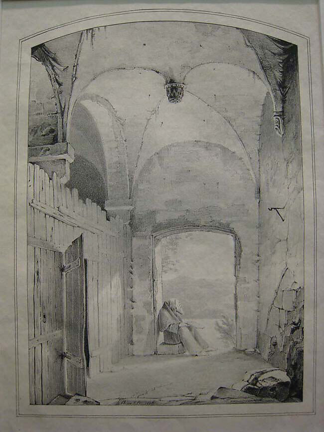 Pilgrim at the Gate (Einsiedler an der Pforte), Karl Blechen (German, Cottbus 1798–1840 Berlin), Lithograph