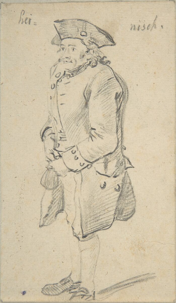 Standing Man, Johann Christian Reinhart (German, Hof 1761–1847 Rome), Black chalk 