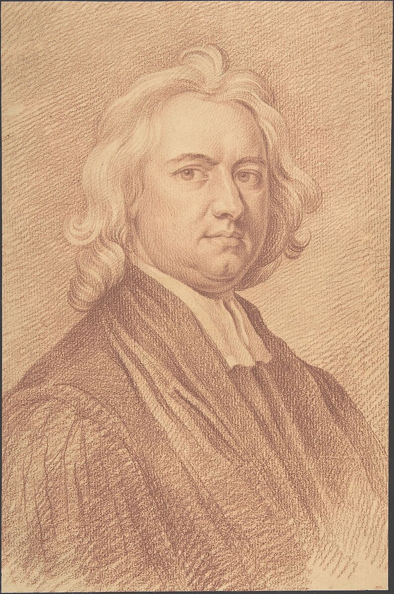 Portrait of a Clergyman or a Jurist (?), Johann Daniel Preissler (German, Nuremberg 1666–1737 Nuremberg), Red chalk; framing lines in pen and brush and black ink and black wash 