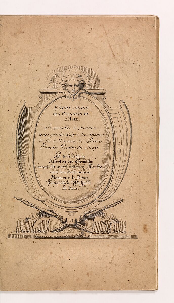 Expressions des passions de l'Ame, Charles Le Brun (French, Paris 1619–1690 Paris), Illustrations: engraving 