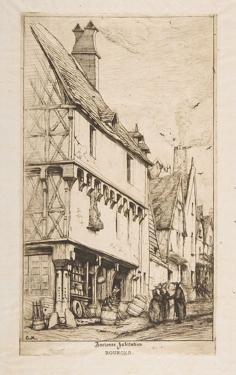 An Old House, or The Musician's House, Bourges, Charles Meryon (French, 1821–1868), Etching with drypoint; fifth state of five 