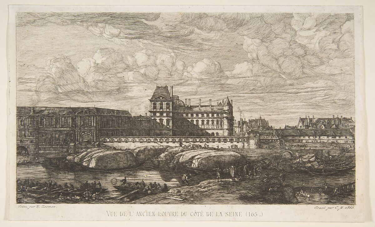 The Old Louvre, Paris, after Zeeman, Charles Meryon (French, 1821–1868), Etching; seventh state of seven 