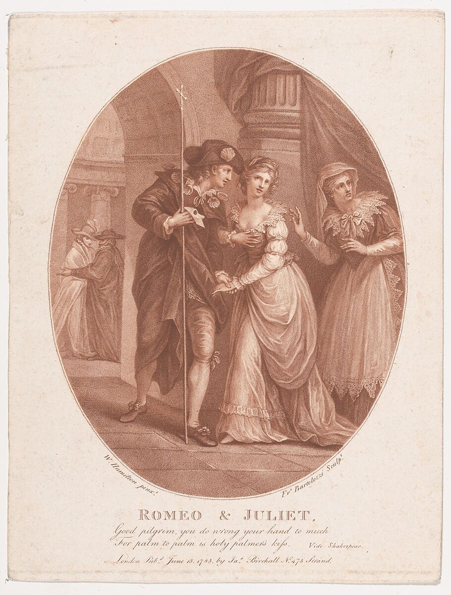 Francesco Bartolozzi, Romeo and Juliet at the Masquerade (Shakespeare,  Romeo and Juliet, Act 1, Scene 5)