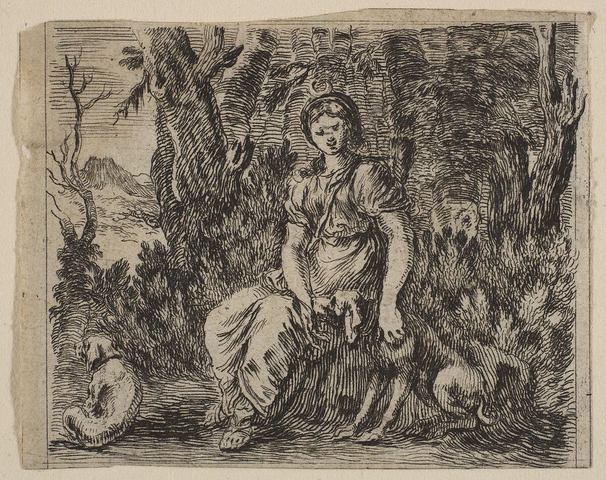 Diana, from 'Game of Mythology' (Jeu de la Mythologie), Etched by Stefano della Bella (Italian, Florence 1610–1664 Florence), Etching; first state of five 