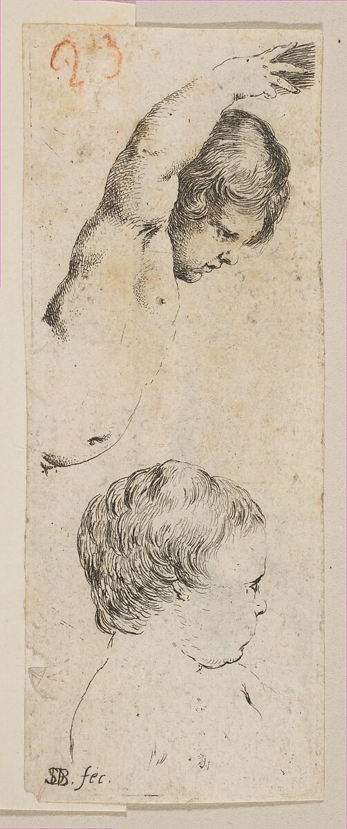 Plate 6: Two studies of children, from "Collection of various doodles and etching proofs" (Recueil de divers griffonnements et preuves d'eauforte), Stefano della Bella (Italian, Florence 1610–1664 Florence), Etching 