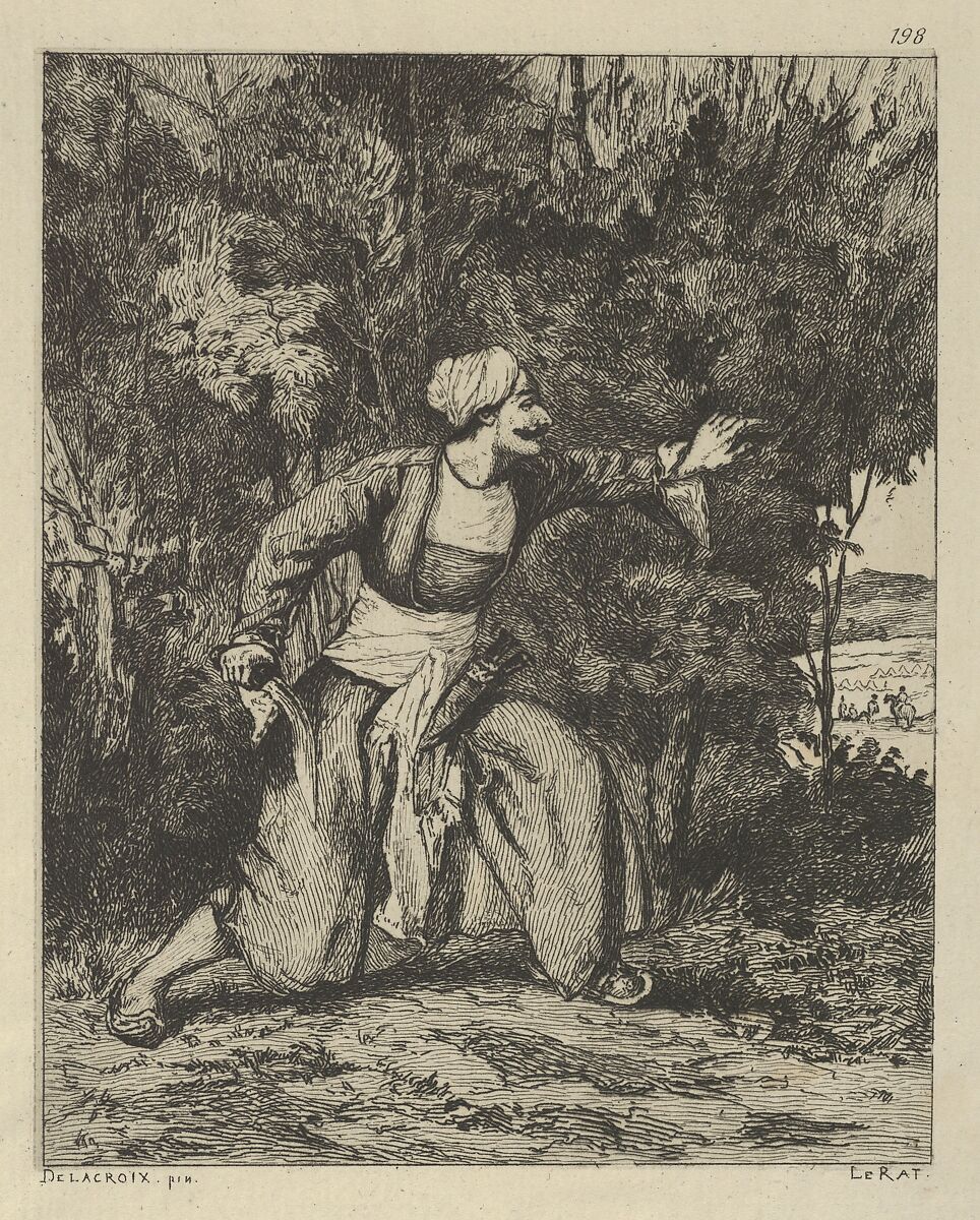 Indian in an Ambush, Paul-Edme Le Rat (French, Paris 1849–1892 Paris), Etching 