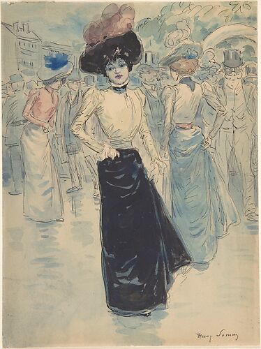 A Parisienne on a Crowded Street