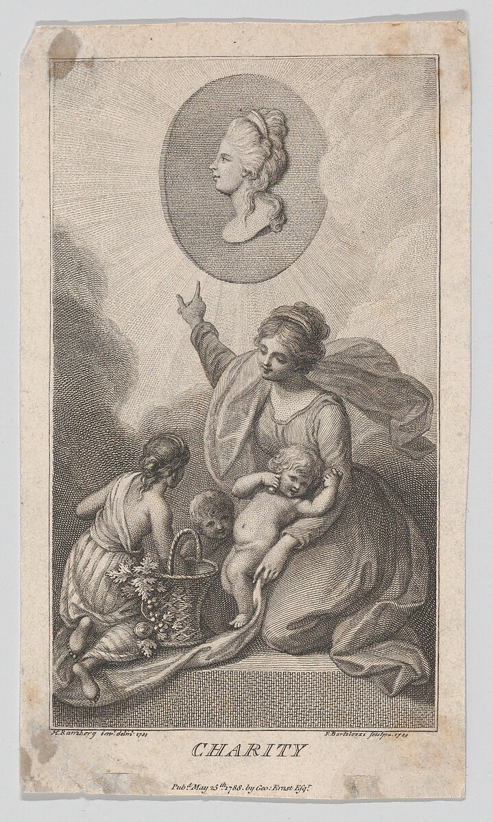 Charity, from L'Amico di fanciulli (Children's Friend), Francesco Bartolozzi (Italian, Florence 1728–1815 Lisbon), Etching and engraving; fourth state 