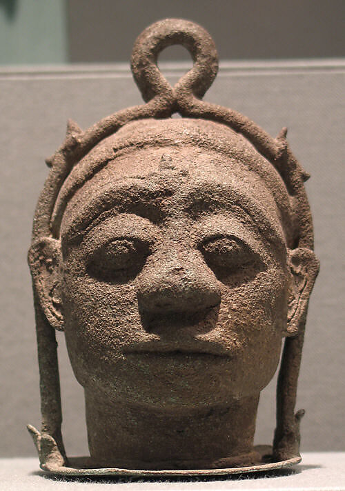 Top of an Oil Lamp in the Form of a Head, Bronze, Indonesia (Java) 