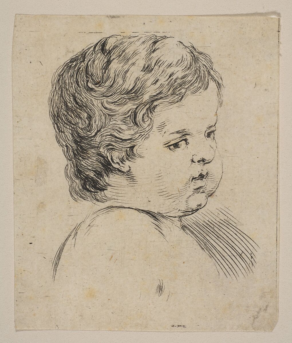 Plate 12: Head of a Child, from "The Book for Learning to Draw" (Livre pour apprendre à dessiner), Stefano della Bella (Italian, Florence 1610–1664 Florence), Etching 