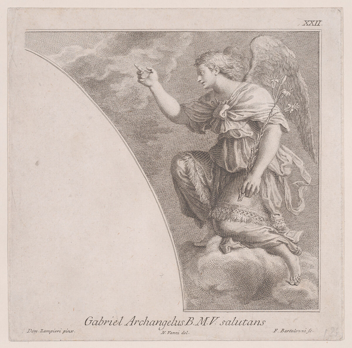 The Archangel Gabriel, Francesco Bartolozzi (Italian, Florence 1728–1815 Lisbon), Stipple engraving and etching 
